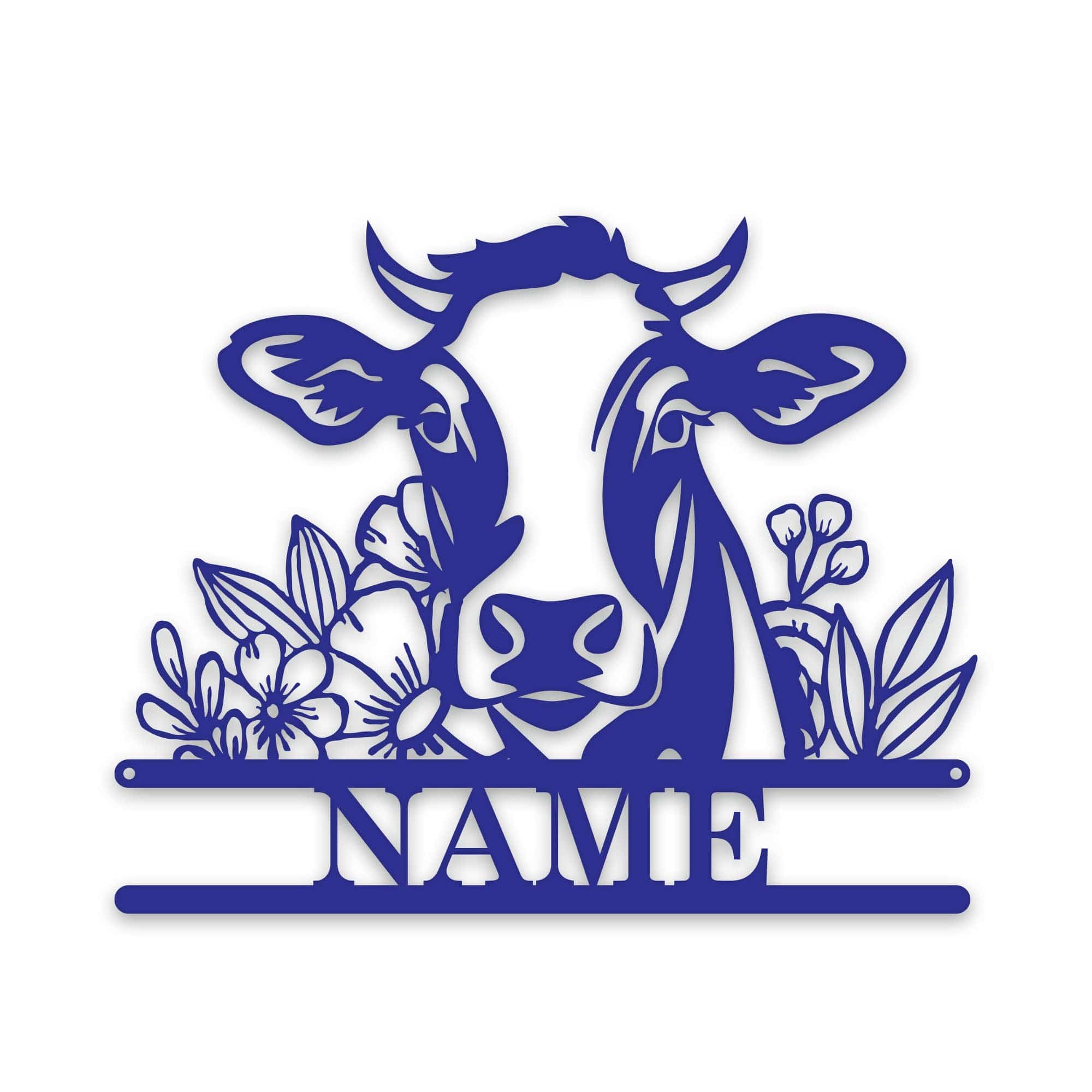 Rustic Cow Personalized Metal Sign - Wall Art with Flowers | Custom Garden Decor