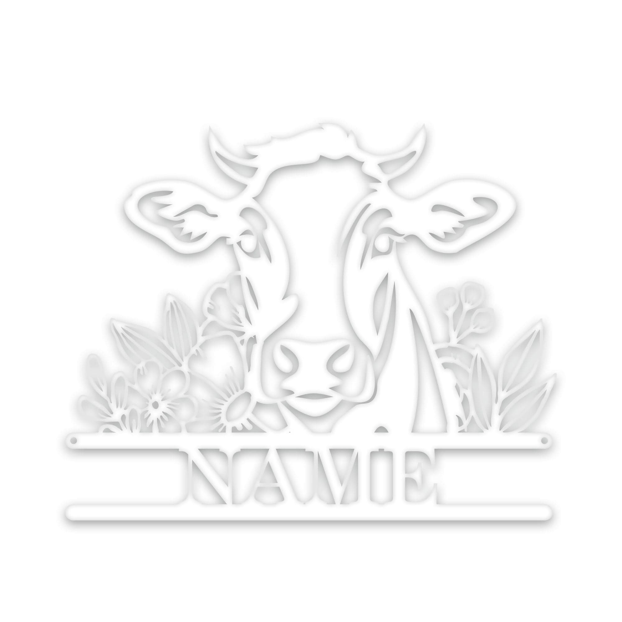 Rustic Cow Personalized Metal Sign - Wall Art with Flowers | Custom Garden Decor