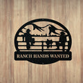 Ranch Hands on a Fence Metal SIgn