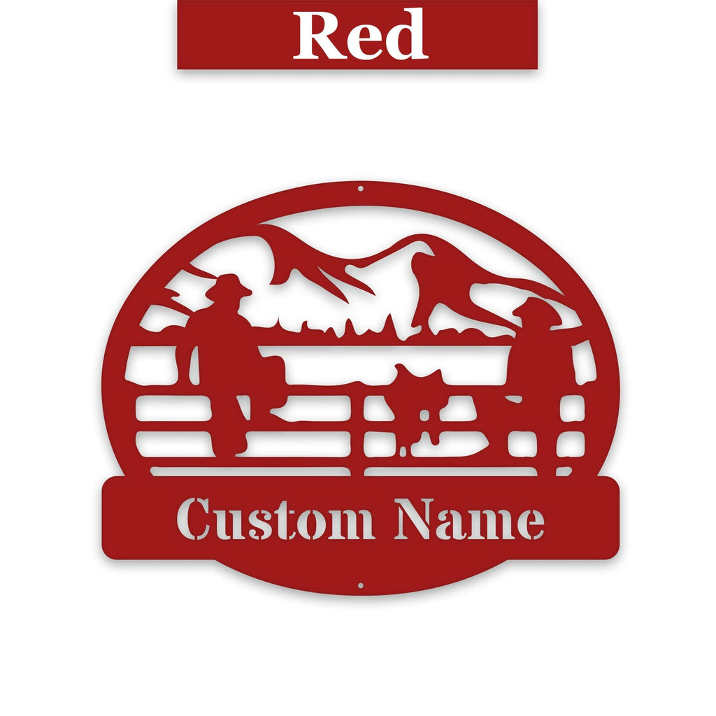 Ranch Hands on a Fence Metal SIgn