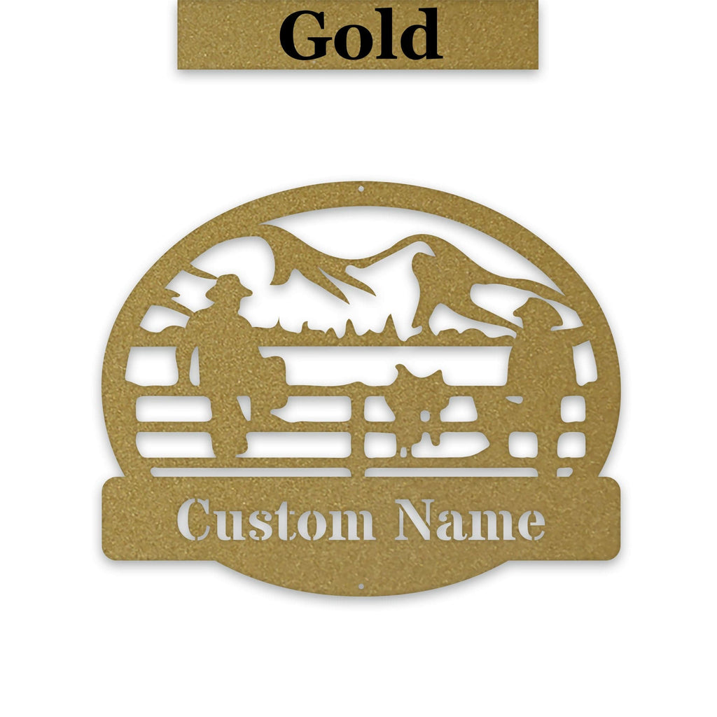 Ranch Hands on a Fence Metal SIgn