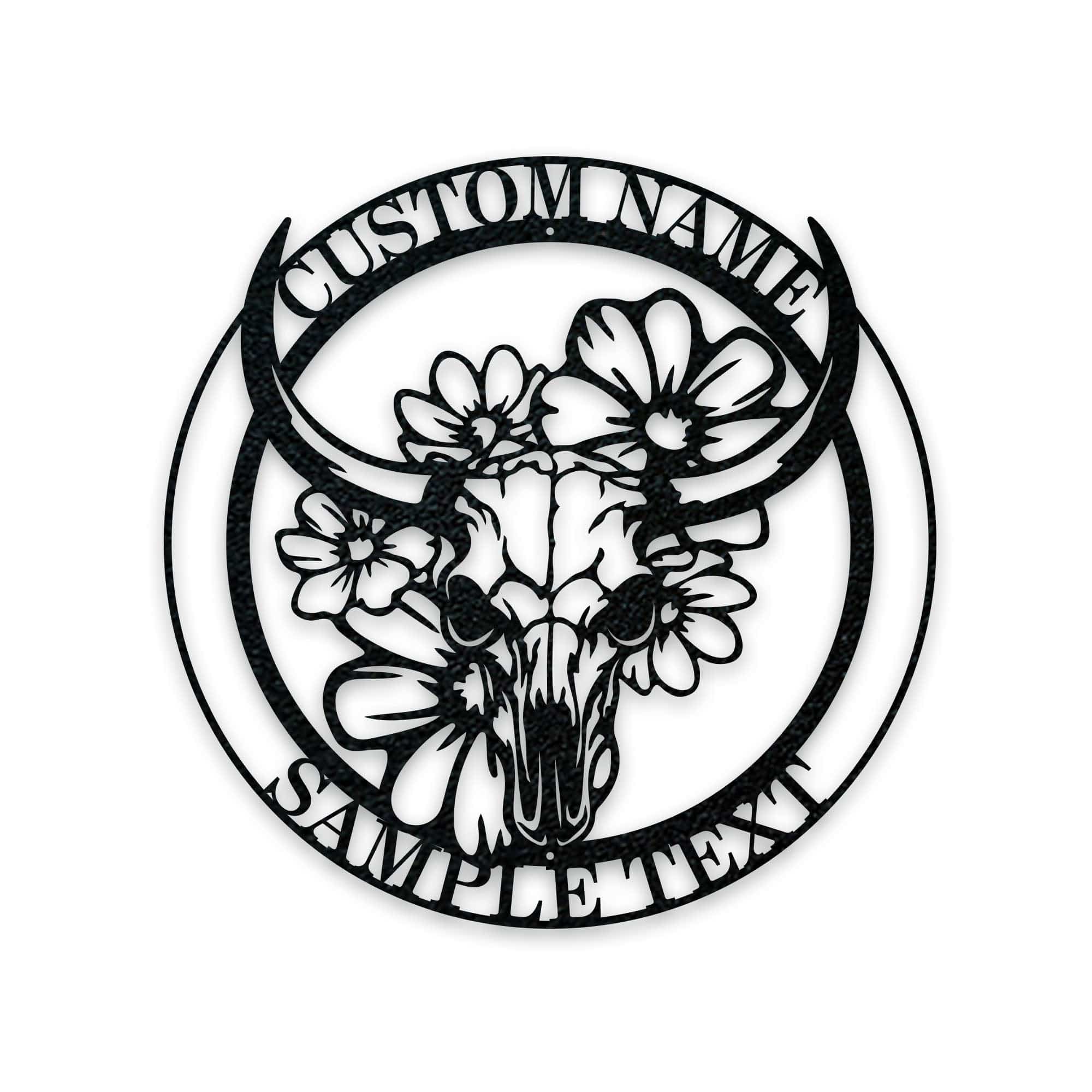 Ranch Life- Steer Skull with Flowers Custom Metal Sign