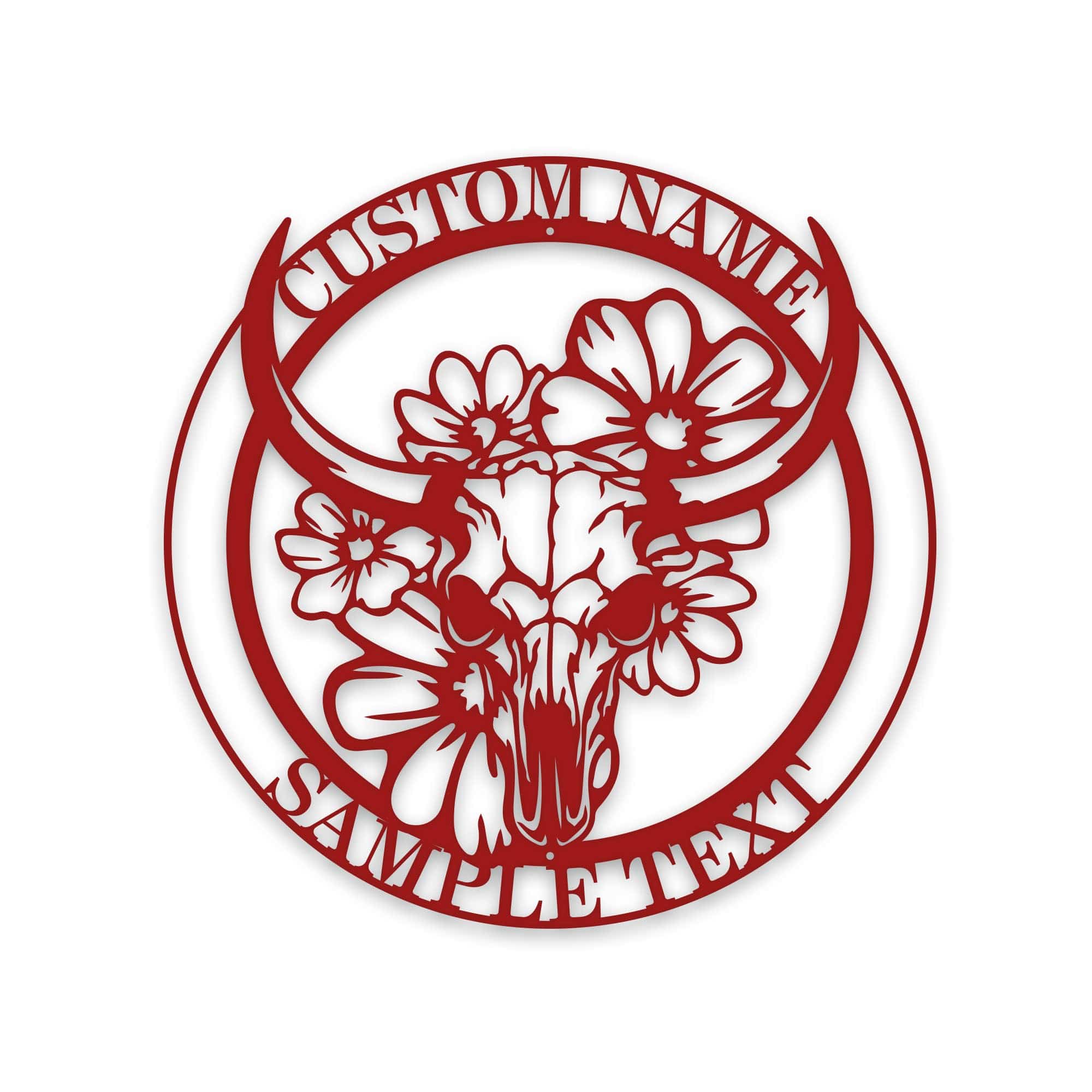 Ranch Life- Steer Skull with Flowers Custom Metal Sign