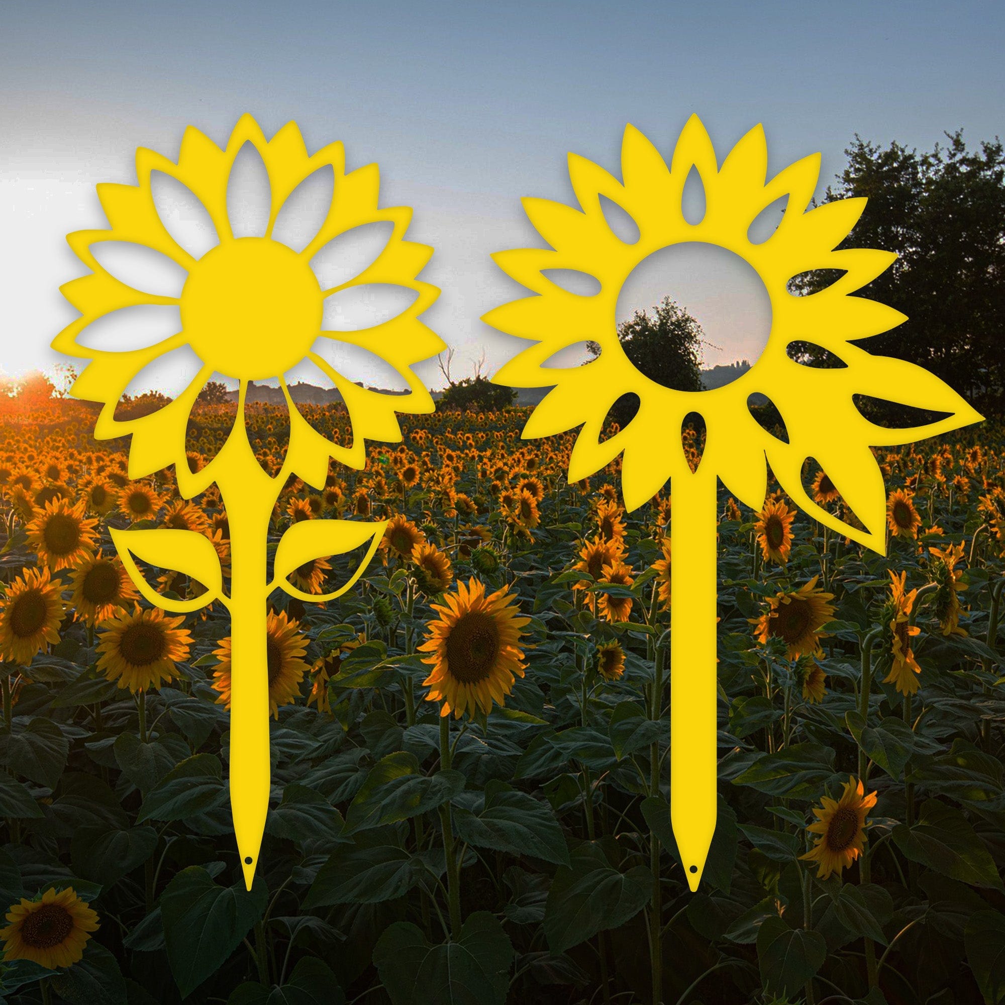 Sunflower Yard & Garden Stake Set - 2 Metal Yard Signs